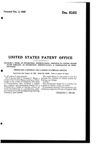 U. S. Glass #  348 Candlestick Design Patent D 82655-2