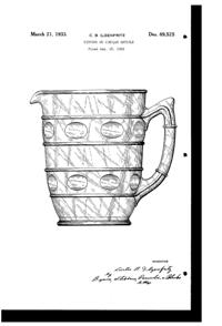 U. S. Glass #15352 Pitcher Design Patent D 89525-1