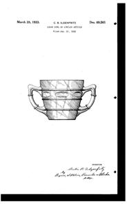 U. S. Glass #15352 Sugar Design Patent D 89561-1