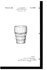 U. S. Glass #15352 Tumbler Design Patent D 89562-1