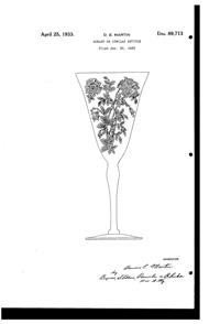 U. S. Glass Coronet Etch on # 2822 Goblet Design Patent D 89713-1