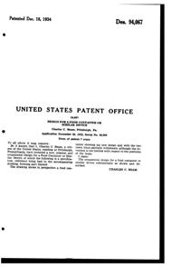 U. S. Glass Refrigerator Dish Set Design Patent D 94067-2
