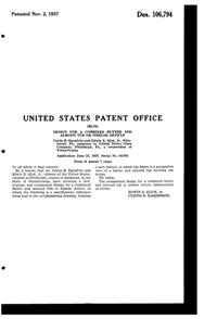 U. S. Glass #15364 Basquette Butter Dish Design Patent D106794-2