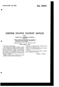 U. S. Glass Tumbler Design Patent D108957-2