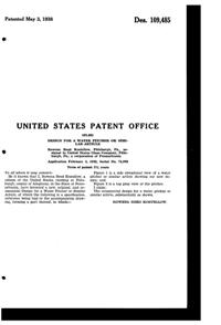 U. S. Glass Guild Gossamer Water Pitcher Design Patent D109485-2