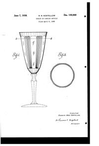 U. S. Glass Pleat & Panel Cutting on #15034 Goblet Design Patent D109989-1