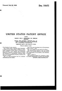 U. S. Glass #15365 Cascade Decanter Design Patent D110672-2