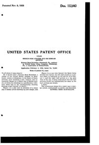 U. S. Glass Guild Gossamer Water Jug Design Patent D112043-2
