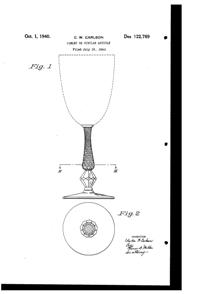U. S. Glass #17371 Goblet Design Patent D122769-1