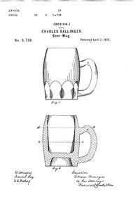 McKee Beer Mug Design Patent D  5738-1