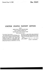 McKee Glasbake Gelatin Mold Design Patent D133413-2