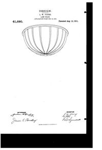 MacBeth-Evans Light Fixture Shade Design Patent D 41680-1