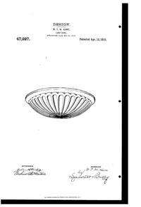 MacBeth-Evans Light Fixture Shade Design Patent D 47227-1