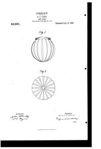MacBeth-Evans Light Fixture Globe Design Patent D 49331-1