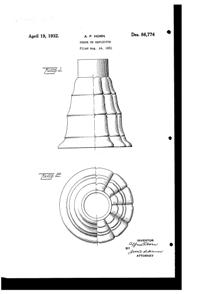 MacBeth-Evans Light Fixture Shade Design Patent D 86774-1