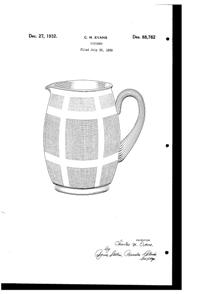 Bartlett Collins #842 Pitcher Design Patent D 88762-1