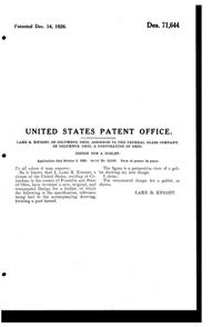 Federal New Mode Etched Goblet Design Patent D 71644-2