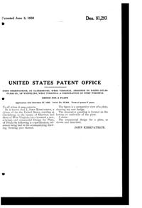 Hazel-Atlas Georgian Plate Design Patent D 81293-2