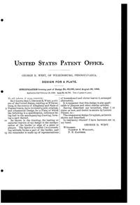 Westmoreland #   7 Rabbit Plate Design Patent D 36030-2