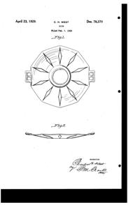 Westmoreland #1011 Cameo Diamond Plate Design Patent D 78370-1