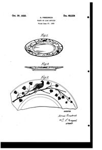 National Silver Deposit Ware Lyrebird Decoration on Plate Design Patent D 68528-1