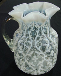National Glass (Northwood Works) Squat Mould Spanish Lace Pitcher