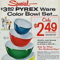 Corning Pyrex Primary Colors Mixing Bowl Advertisement