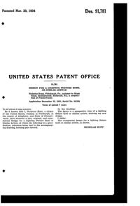 Kopp Light Fixture Globe Design Patent D 91781-2