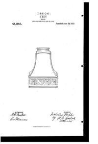 Pittsburgh Lamp, Brass & Glass Light Fixture Shade Design Patent D 44246-1