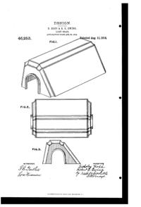 Pittsburgh Lamp, Brass & Glass Light Fixture Shade Design Patent D 46253-1