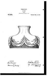 Pittsburgh Lamp, Brass & Glass Light Fixture Shade Design Patent D 47335-1