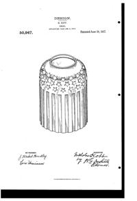Pittsburgh Lamp, Brass & Glass Light Fixture Shade Design Patent D 50947-1