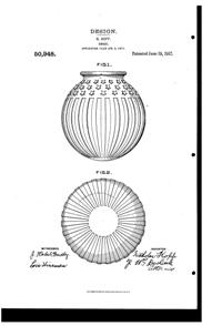Pittsburgh Lamp, Brass & Glass Light Fixture Globe Design Patent D 50948-1