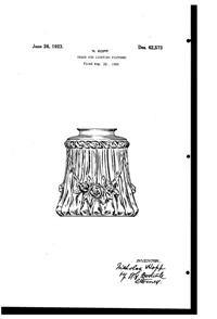 Pittsburgh Lamp, Brass & Glass Light Fixture Shade Design Patent D 62573-1