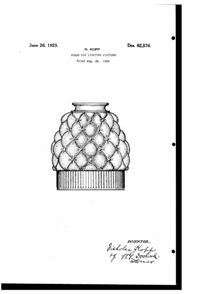 Pittsburgh Lamp, Brass & Glass Light Fixture Shade Design Patent D 62574-1