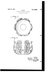 Pittsburgh Lamp, Brass & Glass Light Fixture Shade Design Patent D 69894-1