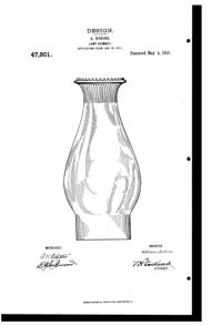 Jenkins Lamp Chimney Design Patent D 47301-1