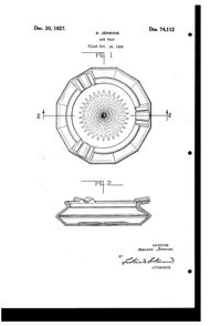 Jenkins #112 Ash Tray Design Patent D 74112-1