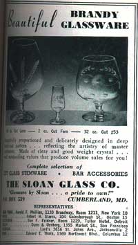 Sloan Glass Co. Brandy Stems Advertisement