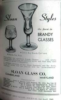 Sloan Glass Co. 'Rose' and 'Lena' Advertisement