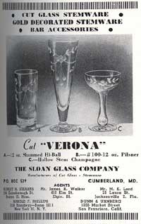 Sloan Glass Co. 'Verona' Cut Advertisement