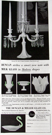 Duncan & Miller Milk Glass Ad  (Large Image)