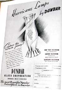 Dunbar Hurricane Lamp Ad