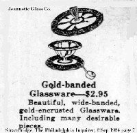 Jeannette Gold-Banded Glassware Advertisement