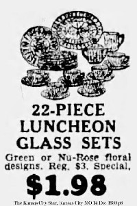 Jeannette Floral 22-Piece Luncheon Glass Set Advertisement