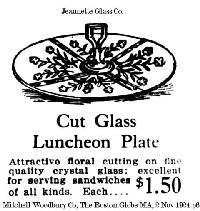 Jeannette Cut Glass Luncheon Plate Advertisement