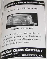 McKee Glass Co. Water Jar Ad