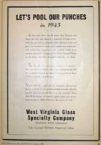West Virginia Glass Specialty Ad - War related