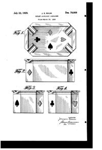 Taussaunt Ash Tray & Cigarette Box Design Patent D 79009-1