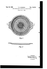 Anchor Hocking Waterford Cake Plate Design Patent D116791-1